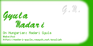 gyula madari business card